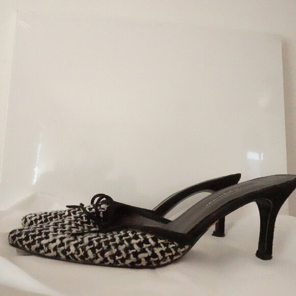 Vintage Premier Collection Houndstooth Heeled Mules, Size 6.5, Made in Paris - Picture 8 of 12